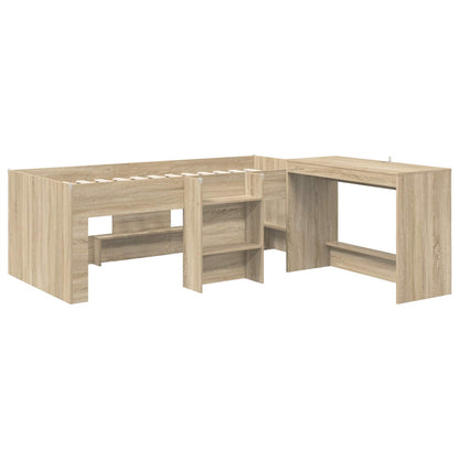 Letto alto per bambini con scrivania 2 pz Rovere Sonoma