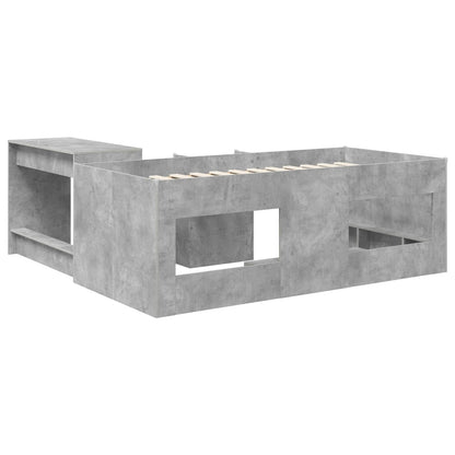 Letto alto per bambini con scrivania 2 pz Grigio Cemento