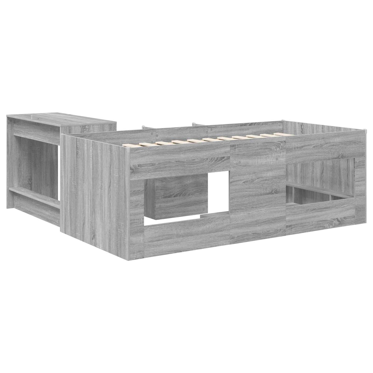 Letto alto per bambini con scrivania 2 pz Sonoma grigio
