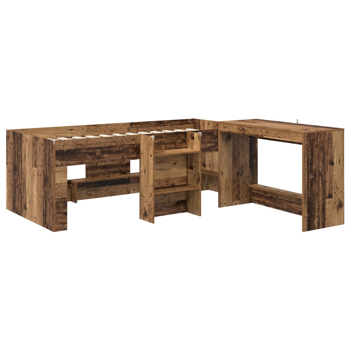Letto alto per bambini con scrivania Legno antico 90 x 190 cm | homemem39