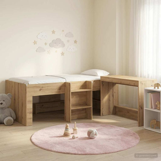 Letto alto per bambini con scrivania 2 pz Rovere Artigianale | homemem39