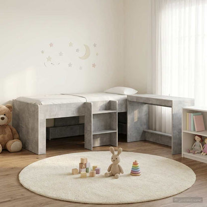 Letto alto per bambini con scrivania Grigio Cemento 75 x 190 cm | homemem39