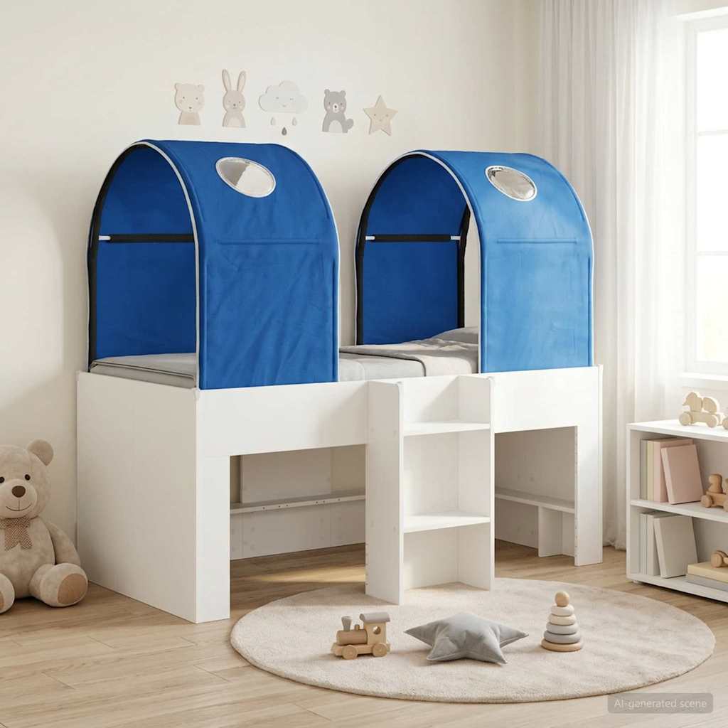 Letto con Tunnel 3 pz Bianco e Blu Legno ingegnerizzato | homemem39