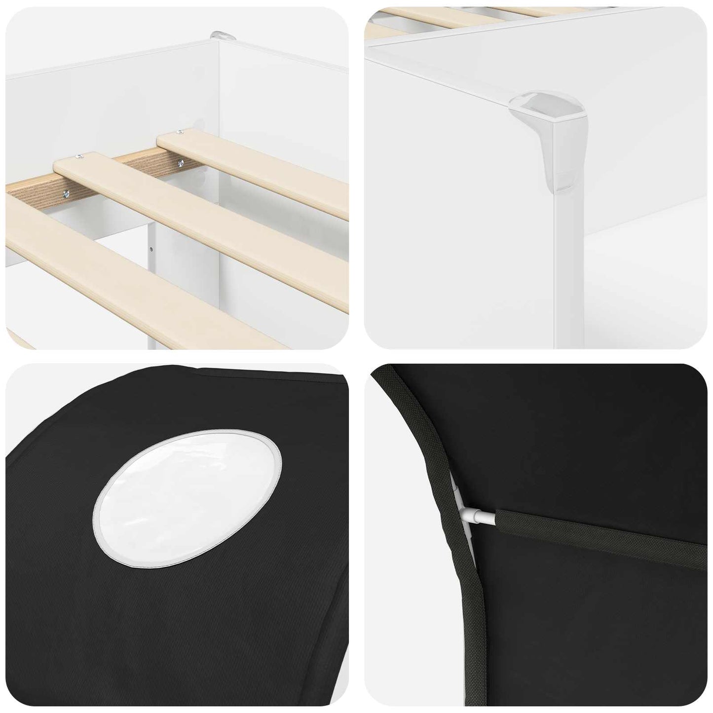 Letto con Tunnel 3 pz Bianco e Nero Legno ingegnerizzato | homemem39