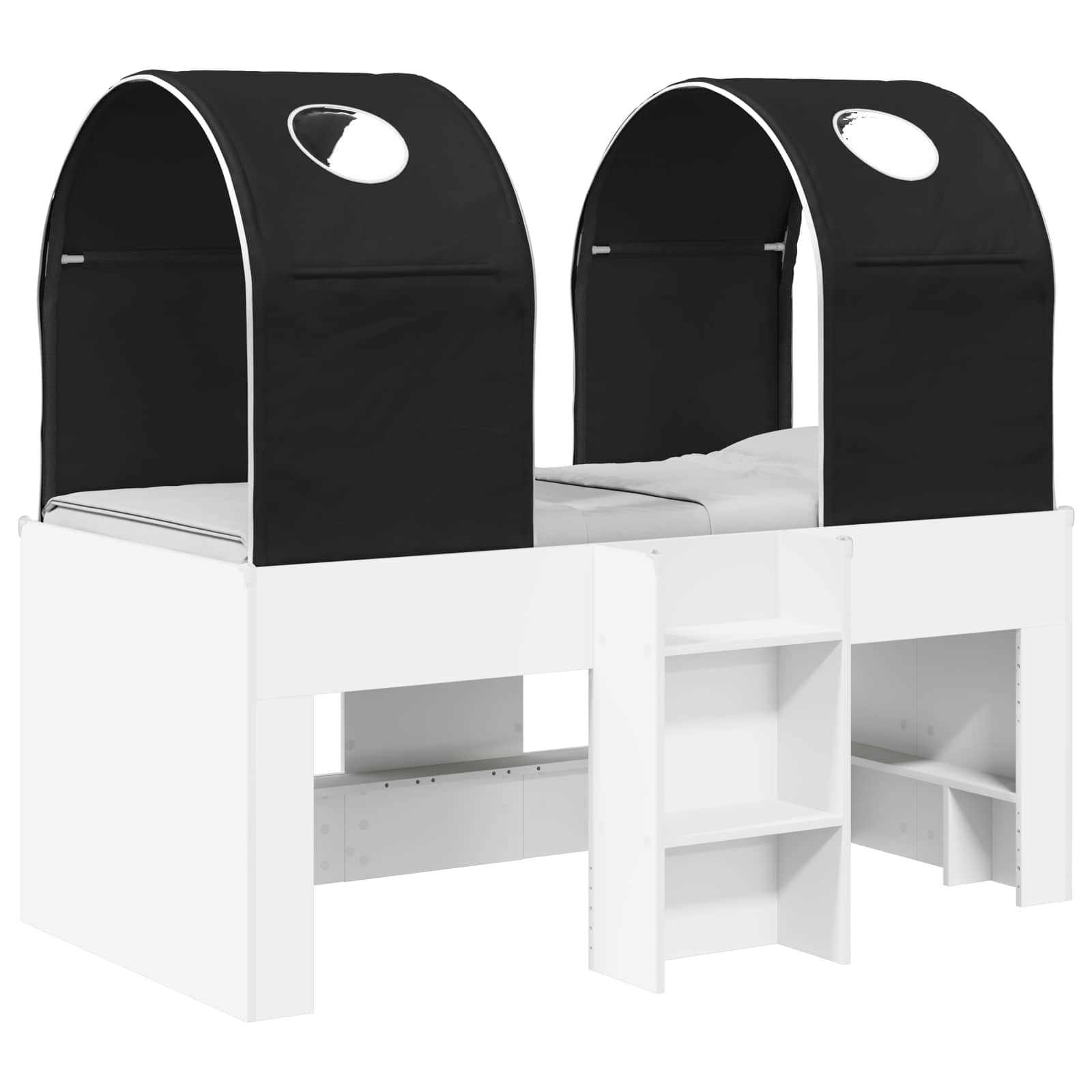 Letto con Tunnel 3 pz Bianco e Nero Legno ingegnerizzato | homemem39