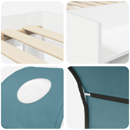 Letto con Tunnel 3 pz Bianco e azzurro Legno ingegnerizzato | homemem39