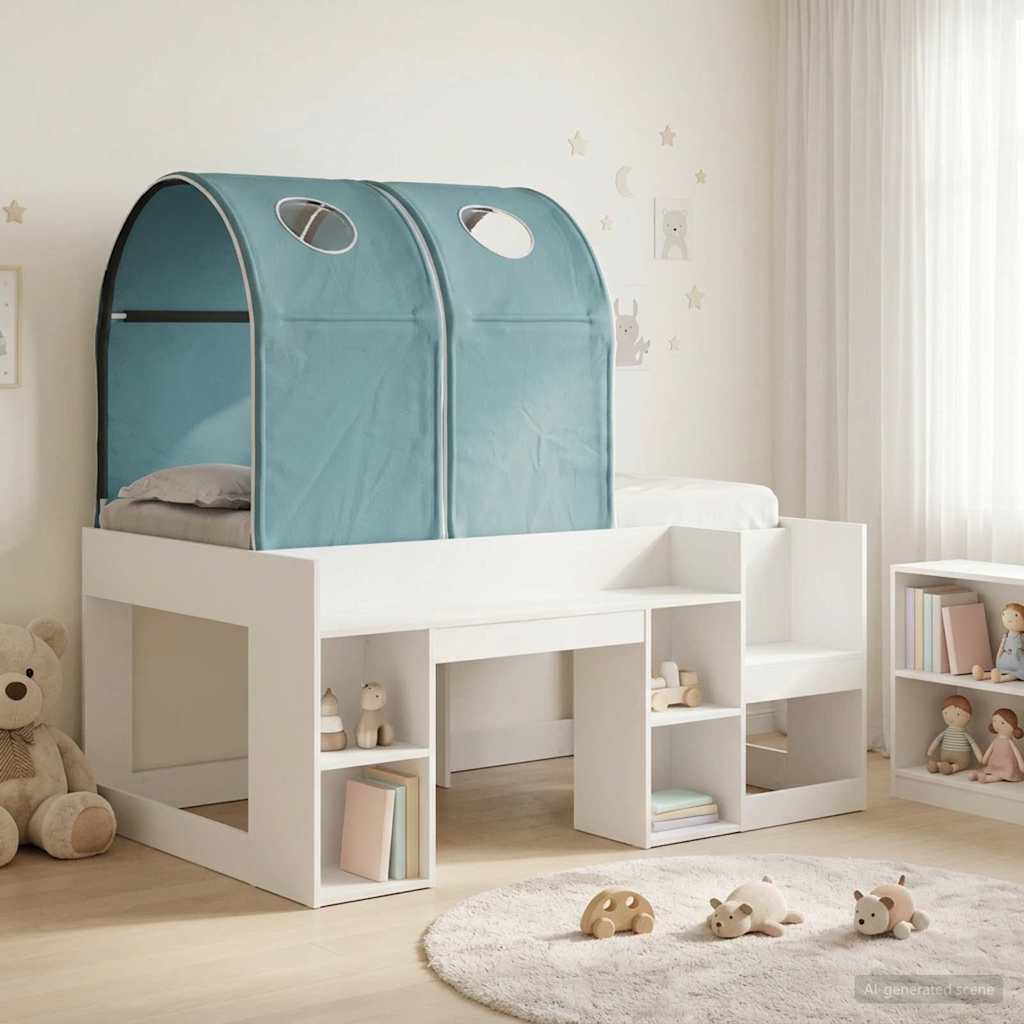 Letto con Tunnel 3 pz Bianco e azzurro Legno ingegnerizzato | homemem39