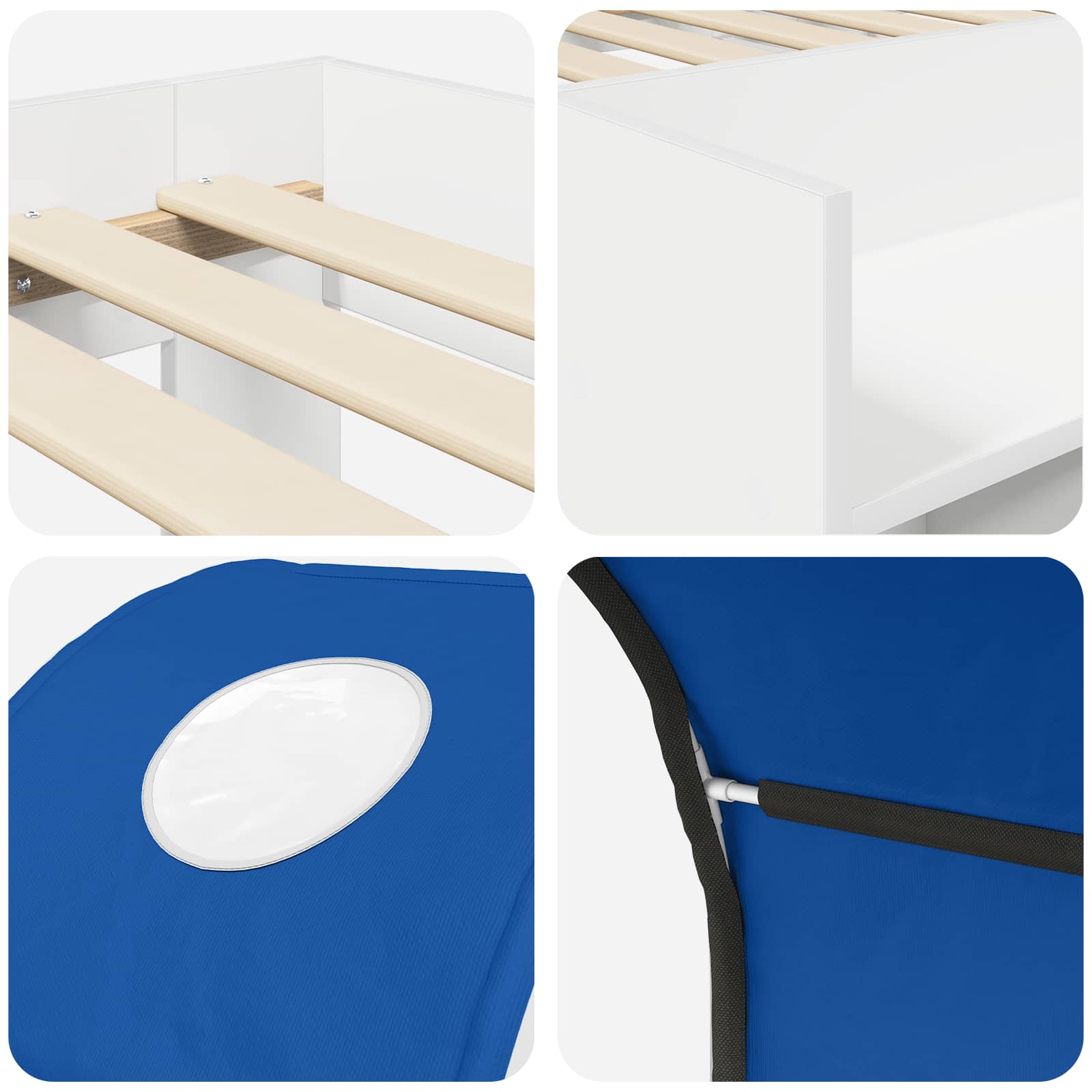 Letto con Tunnel 3 pz Bianco e Blu Legno ingegnerizzato | homemem39
