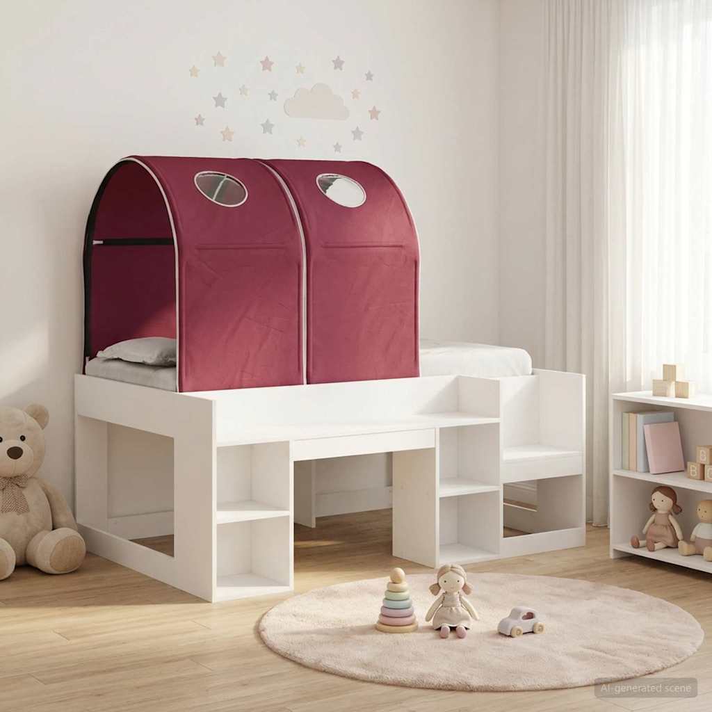 Letto con Tunnel 3 pz Bianco e Rosso Legno ingegnerizzato | homemem39