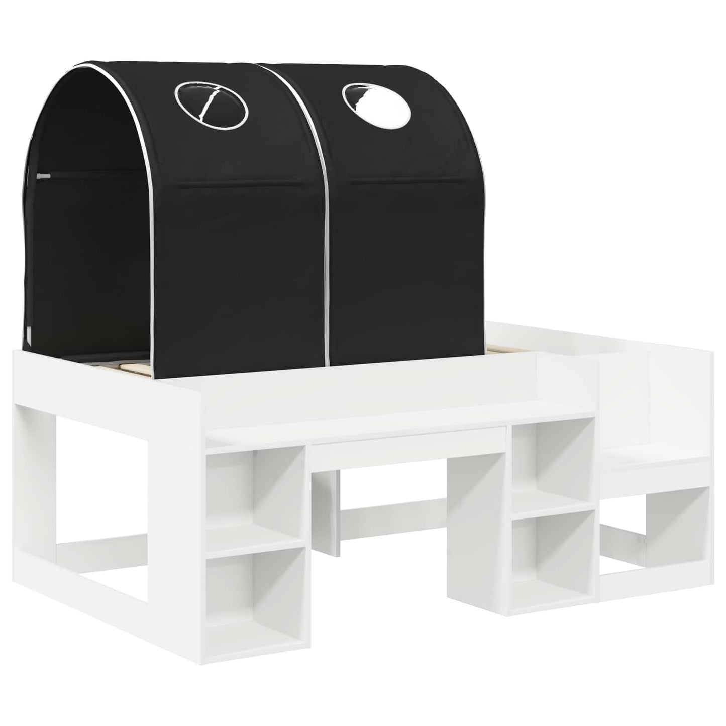 Letto con Tunnel 3 pz Bianco e Nero Legno ingegnerizzato | homemem39