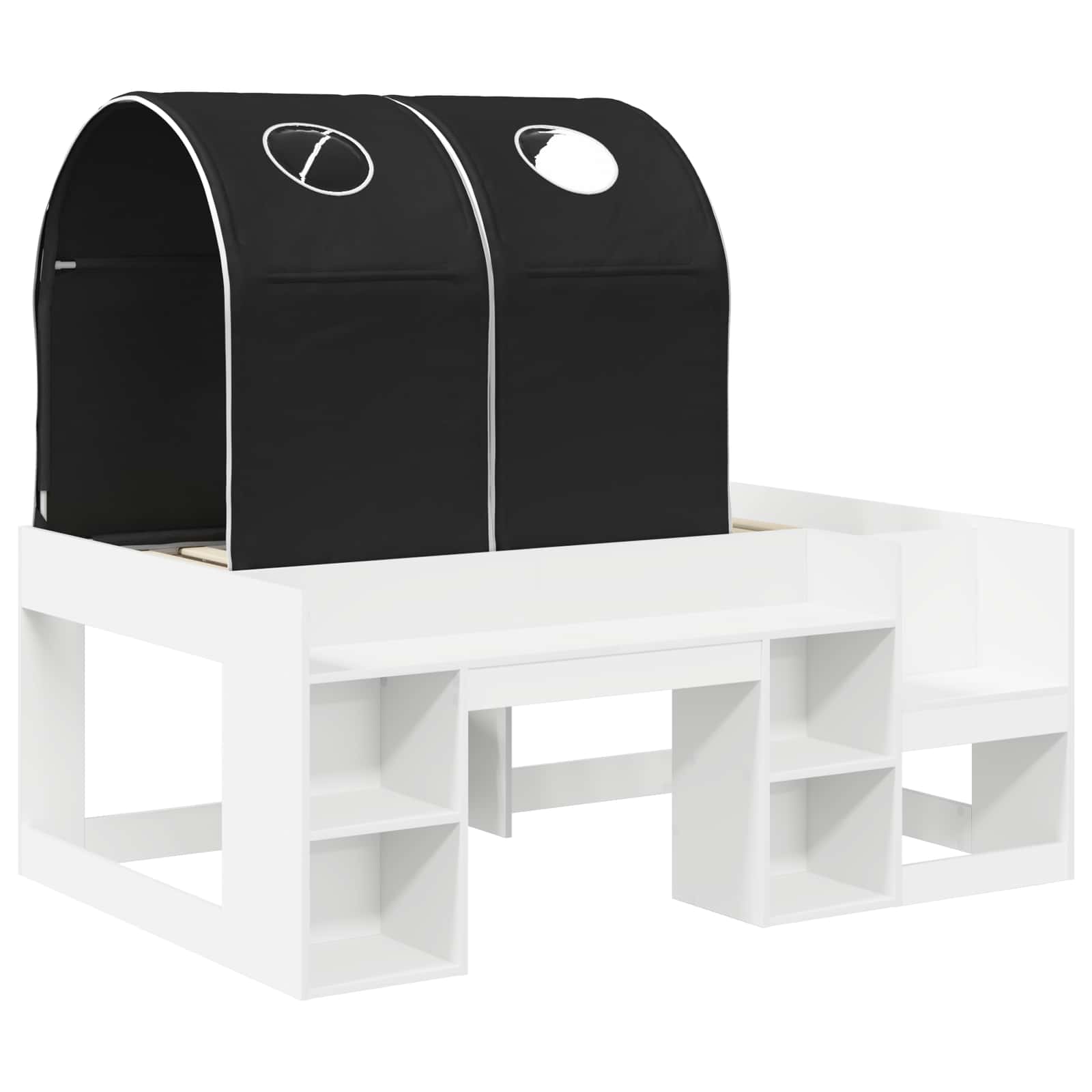 Letto con Tunnel 3 pz Bianco e Nero Legno ingegnerizzato | homemem39