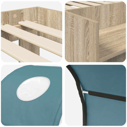 Letto con Tunnel con lo scaffale 3 pz Rovere Sonoma e Azzurro | homemem39