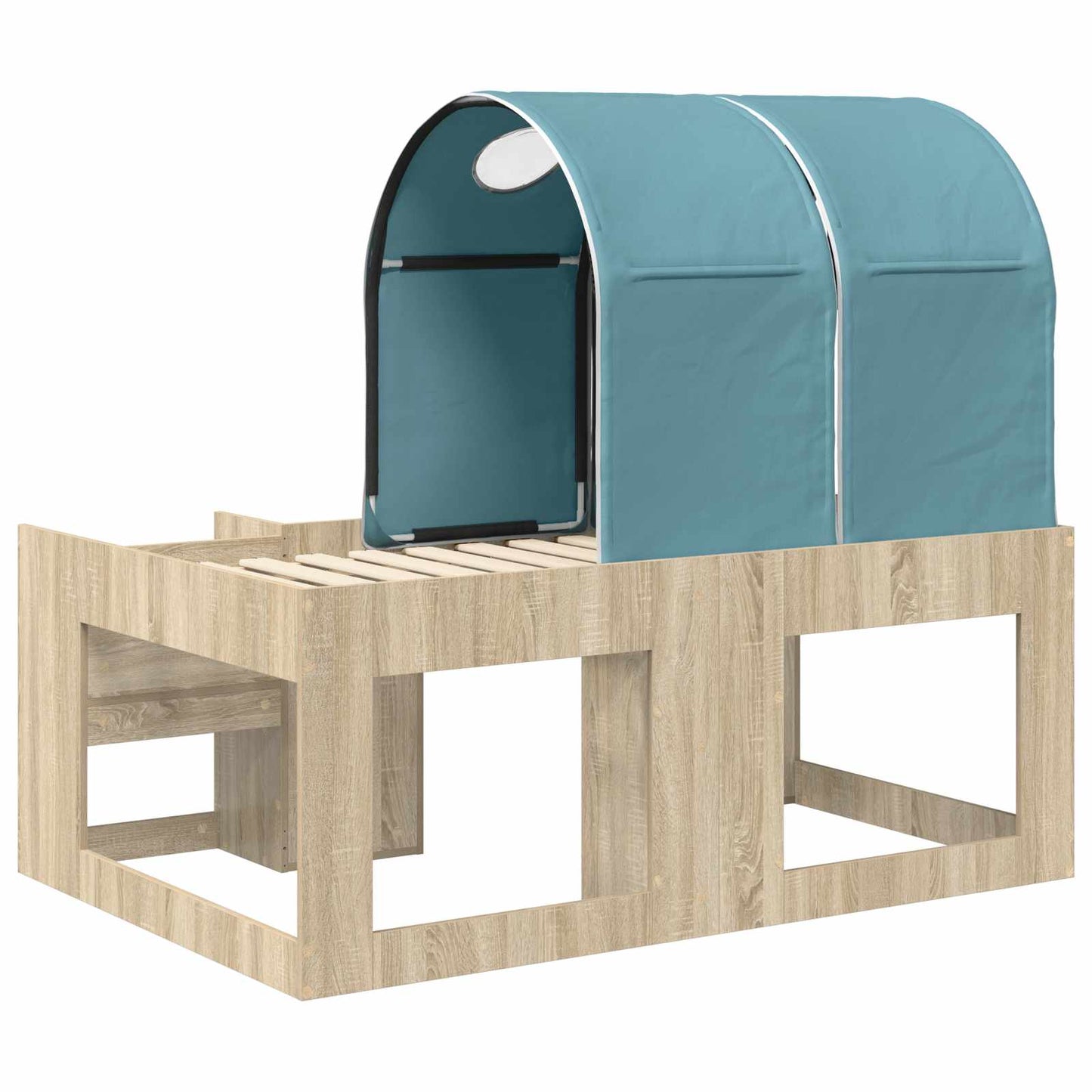 Letto con Tunnel con lo scaffale 3 pz Rovere Sonoma e Azzurro | homemem39