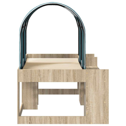 Letto con Tunnel con lo scaffale 3 pz Rovere Sonoma e Azzurro | homemem39