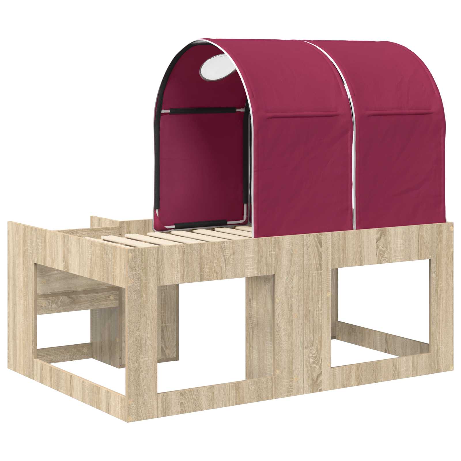Letto con Tunnel con lo scaffale 3 pz Rovere Sonoma e Rosso | homemem39