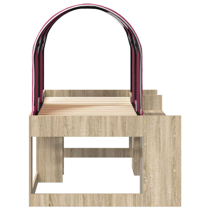 Letto con Tunnel con lo scaffale 3 pz Rovere Sonoma e Rosso | homemem39