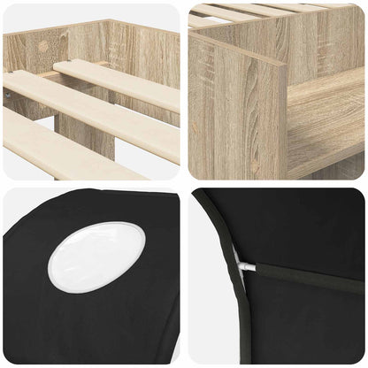 Letto con Tunnel 3 pz Rovere Sonoma e Nero Legno ingegnerizzato | homemem39