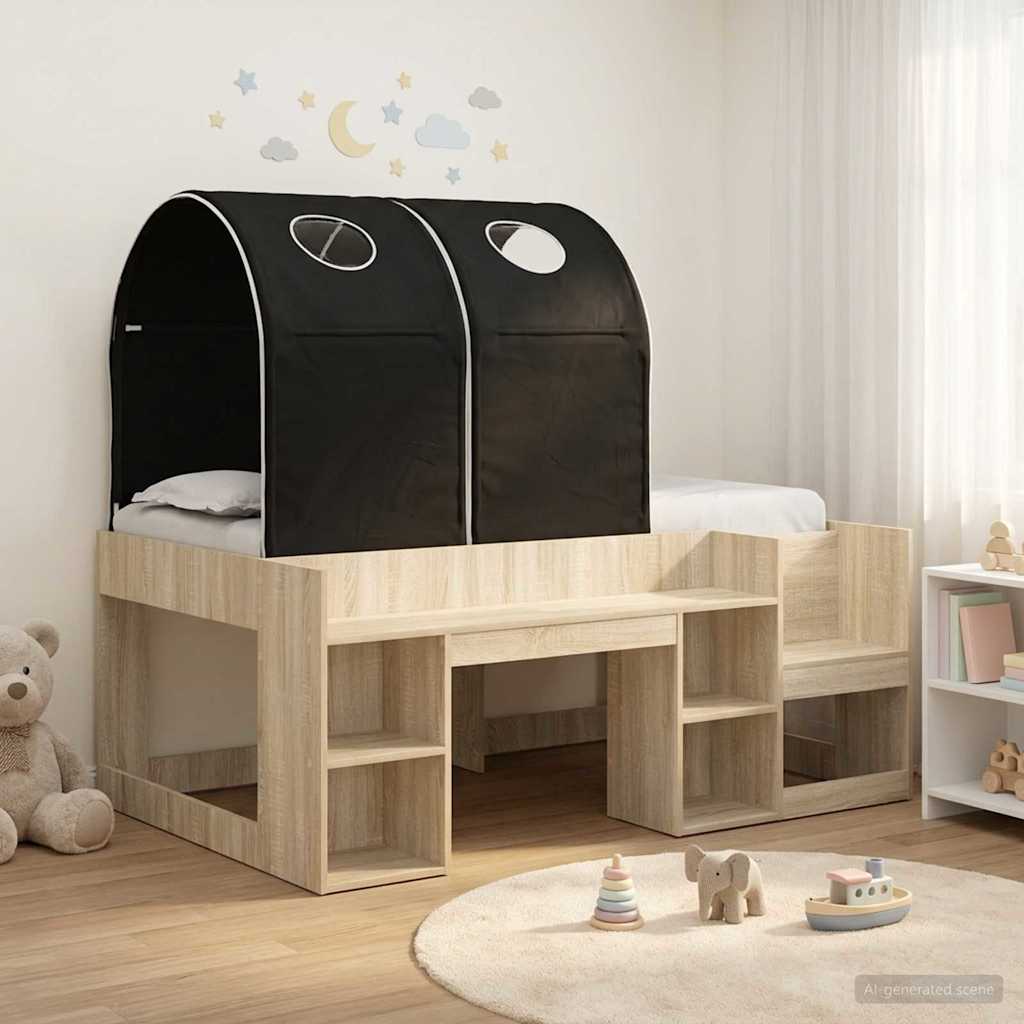 Letto con Tunnel 3 pz Rovere Sonoma e Nero Legno ingegnerizzato | homemem39