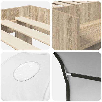 Letto con Tunnel con lo scaffale 3 pz Rovere Sonoma e Bianco | homemem39