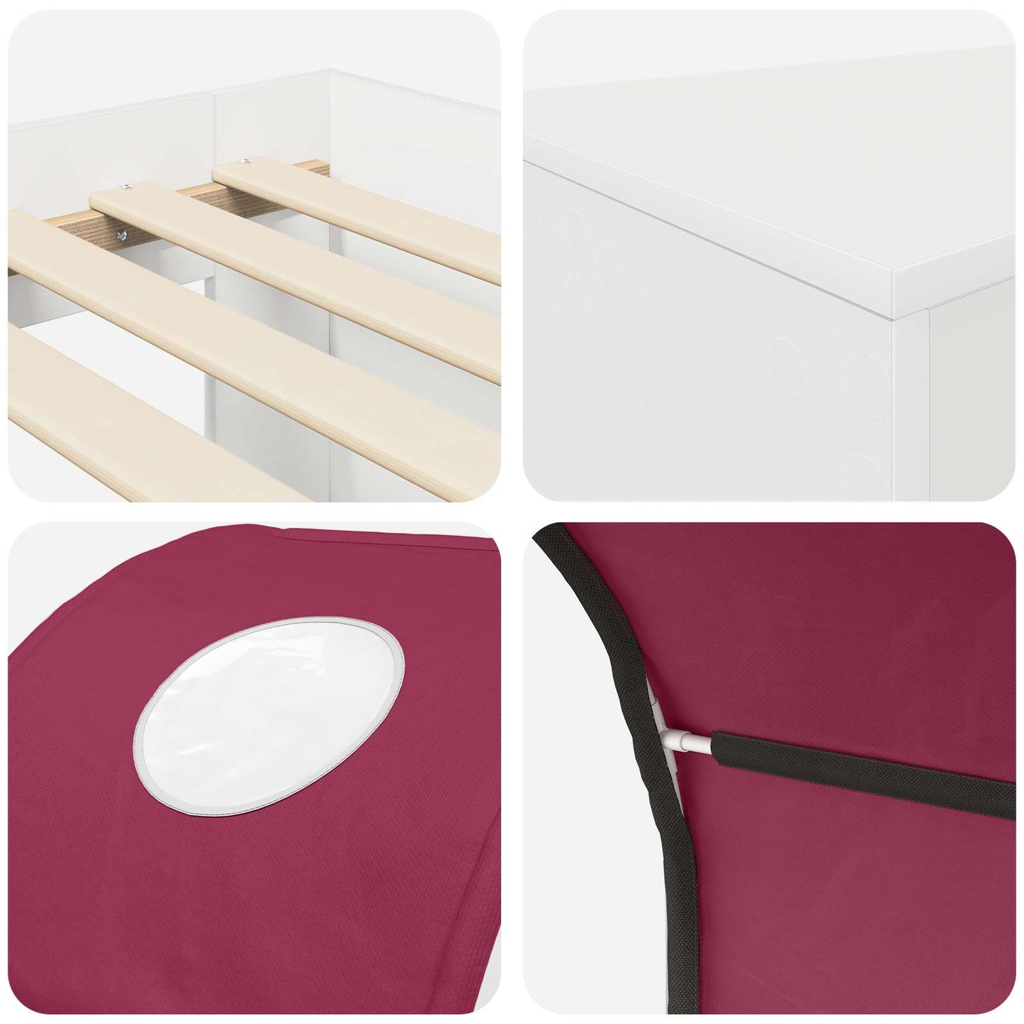Letto con Tunnel 3 pz Rovere Artigianale e Rosso | homemem39