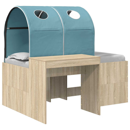 Letto con Tunnel 3 pz Rovere Artigianale e Blu Chiaro | homemem39