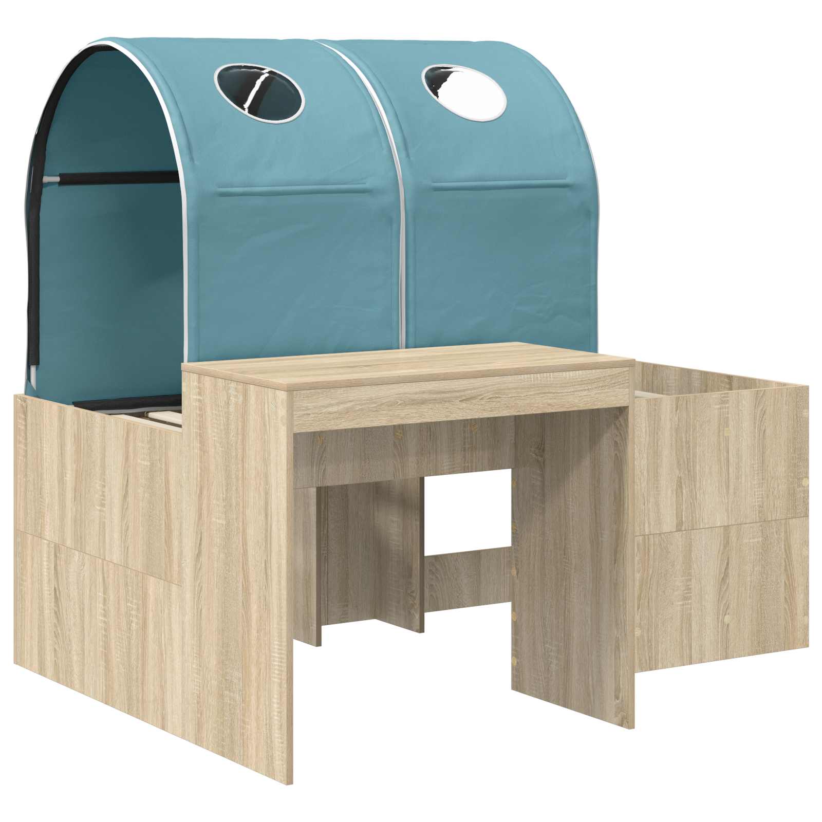 Letto con Tunnel 3 pz Rovere Artigianale e Blu Chiaro | homemem39
