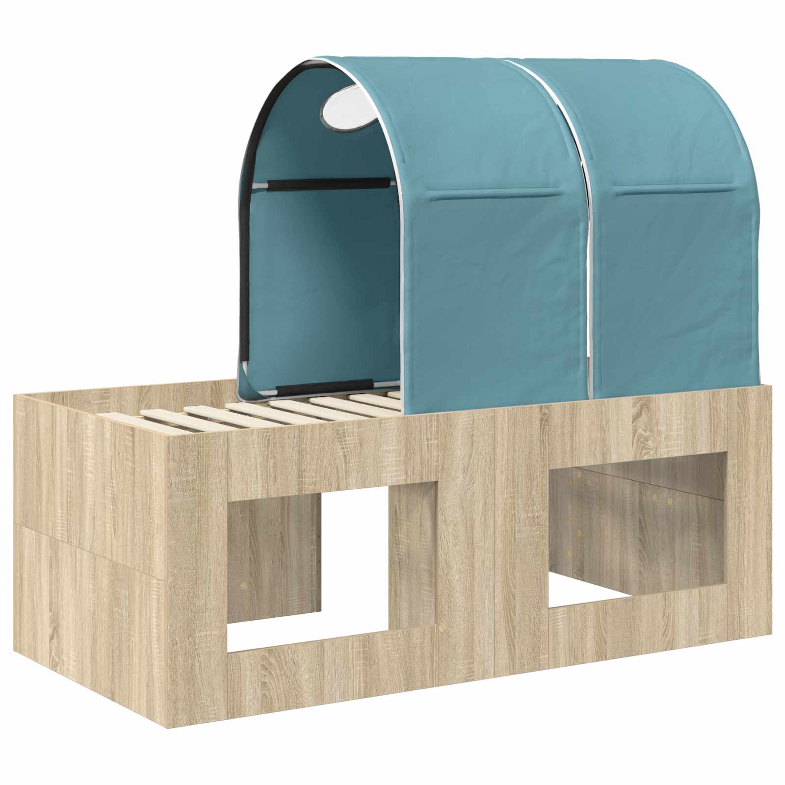 Letto con Tunnel 3 pz Rovere Artigianale e Blu Chiaro | homemem39
