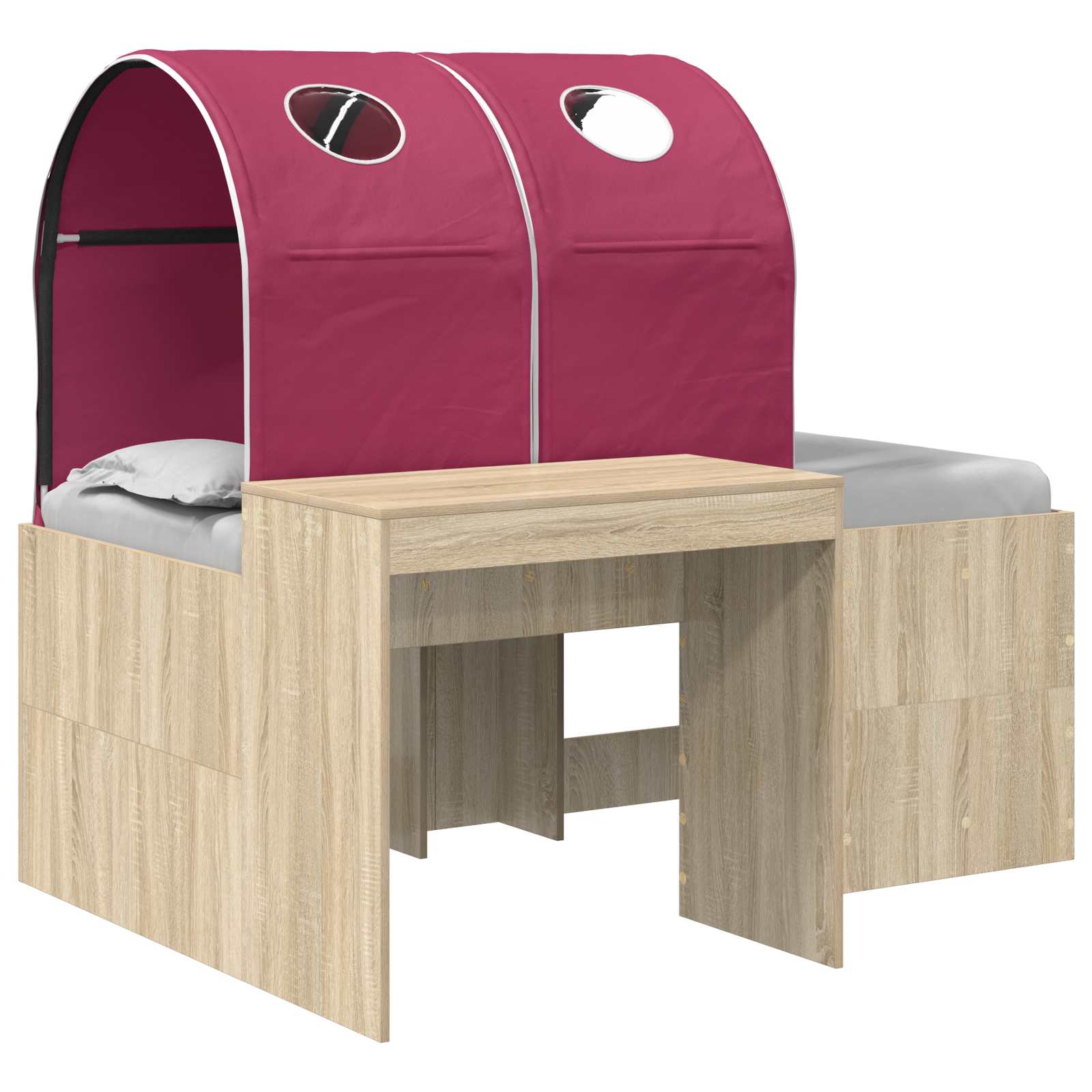 Letto con Tunnel 3 pz Rovere Artigianale e Rosso | homemem39