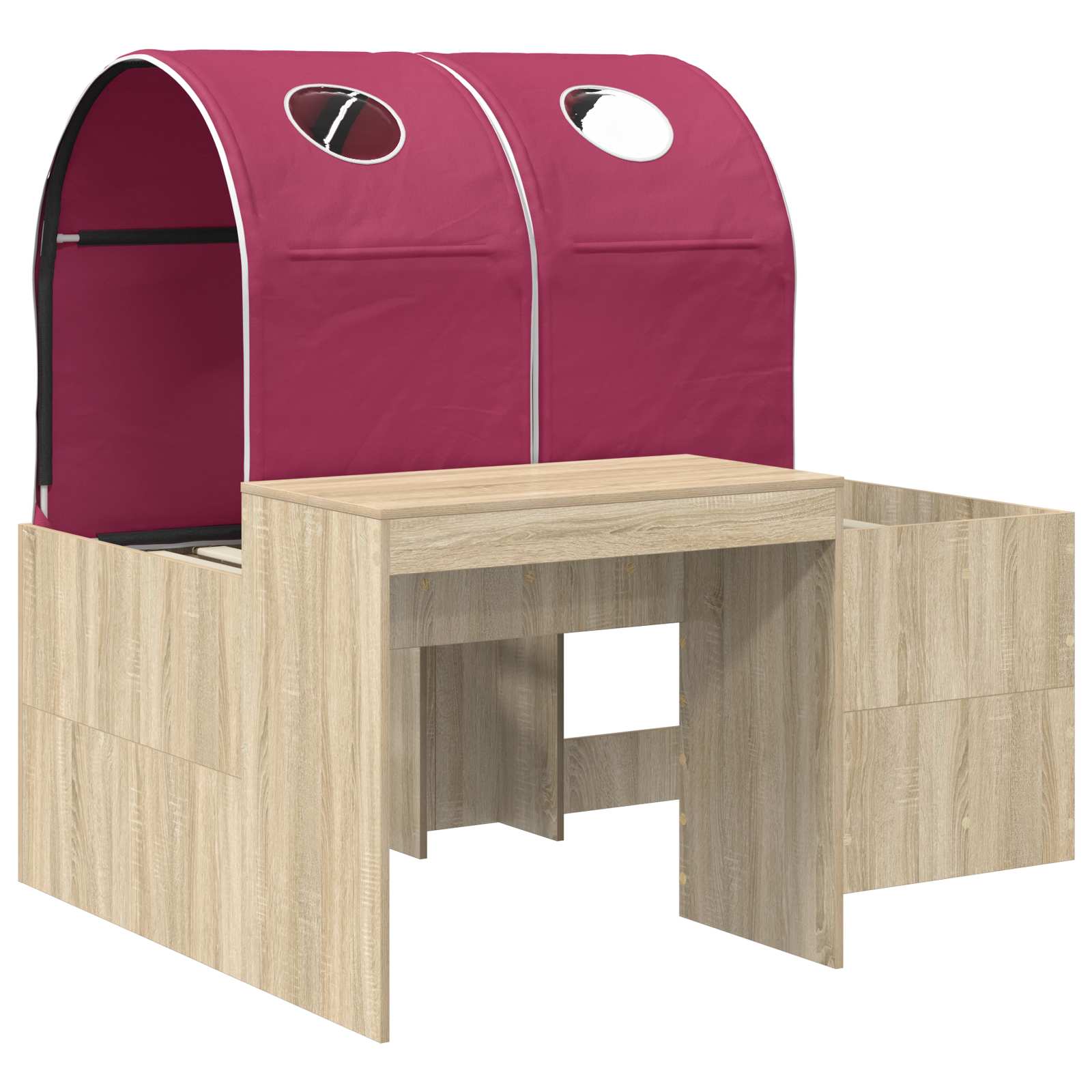 Letto con Tunnel 3 pz Rovere Artigianale e Rosso | homemem39