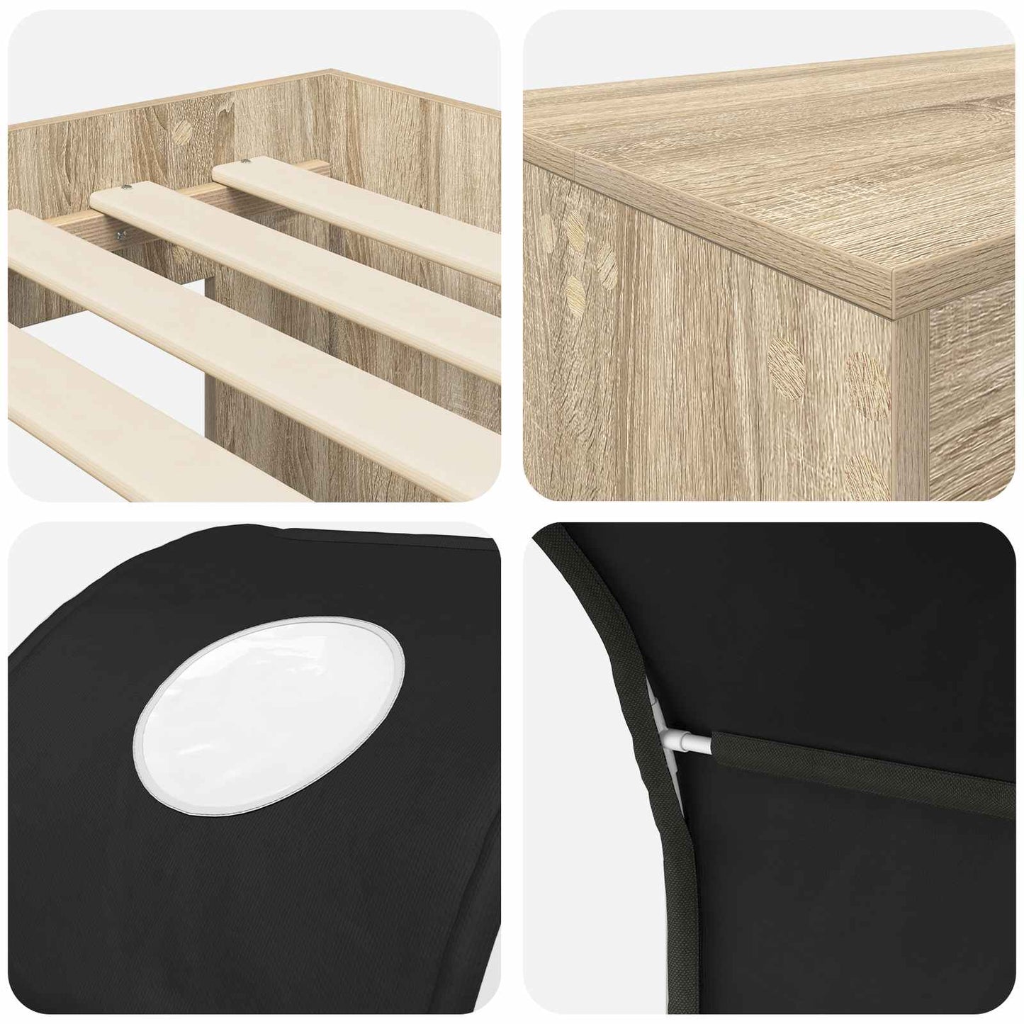 Letto con Tunnel 3 pz Rovere Artigianale e Nero | homemem39