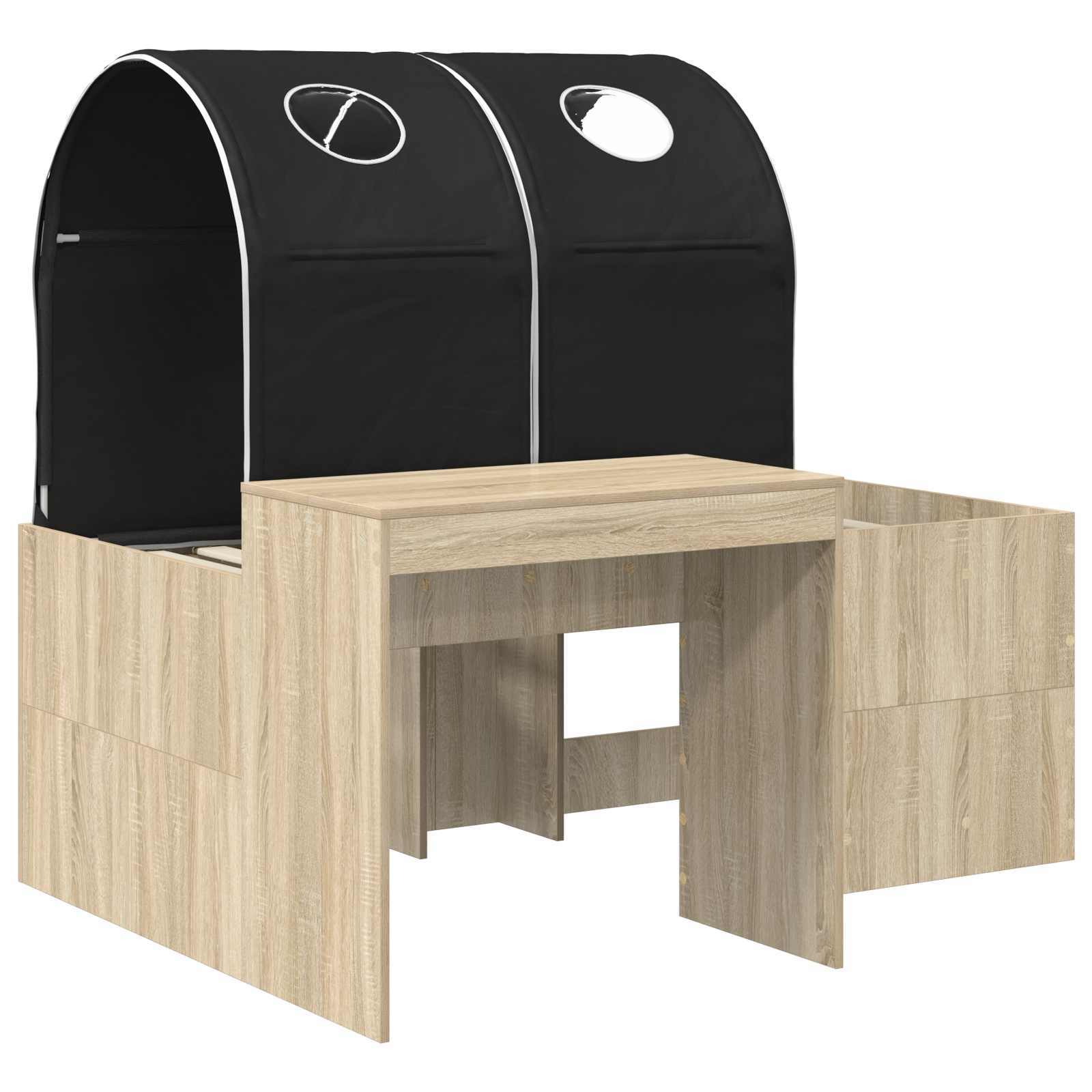 Letto con Tunnel 3 pz Rovere Artigianale e Nero | homemem39