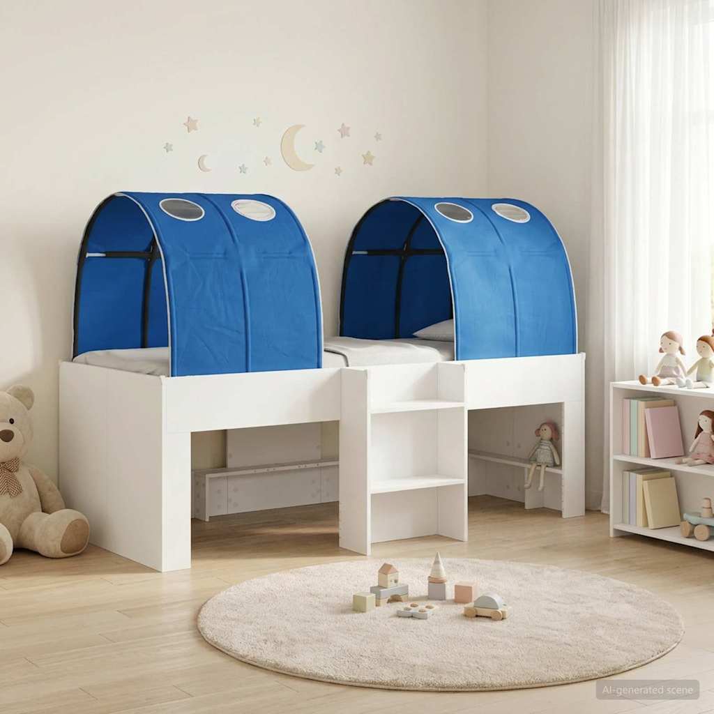 Letto Alto per Bambini con Tunnel 3 pz Bianco e Blu | homemem39