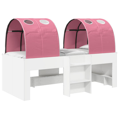 Letto Alto per Bambini con Tunnel 3 pz Bianco e Rosa | homemem39