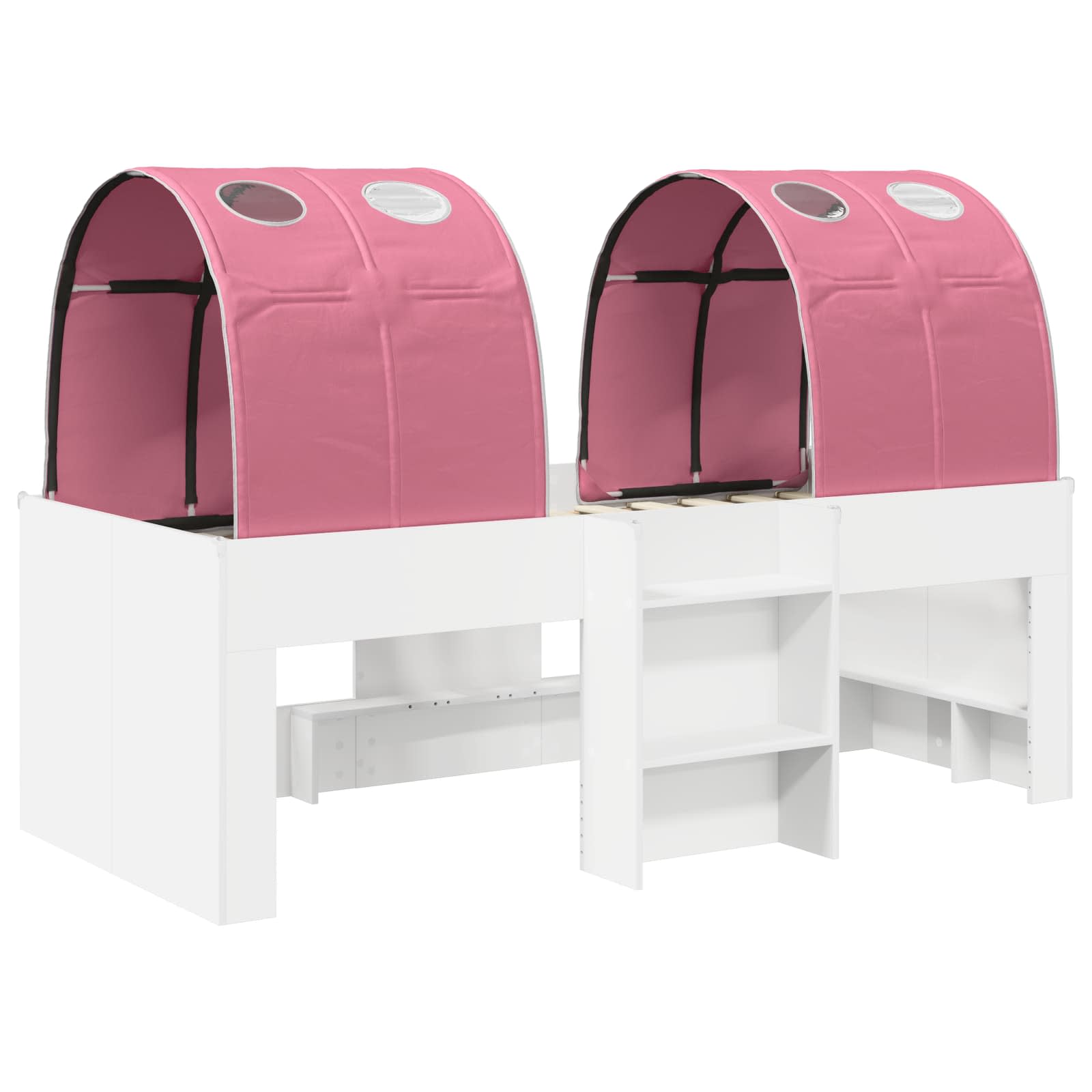 Letto Alto per Bambini con Tunnel 3 pz Bianco e Rosa | homemem39