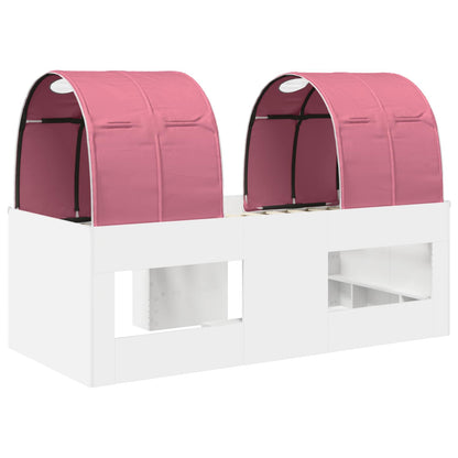 Letto Alto per Bambini con Tunnel 3 pz Bianco e Rosa | homemem39