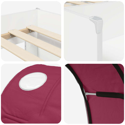 Letto Alto per Bambini con Tunnel 3 pz Bianco e Rosso | homemem39