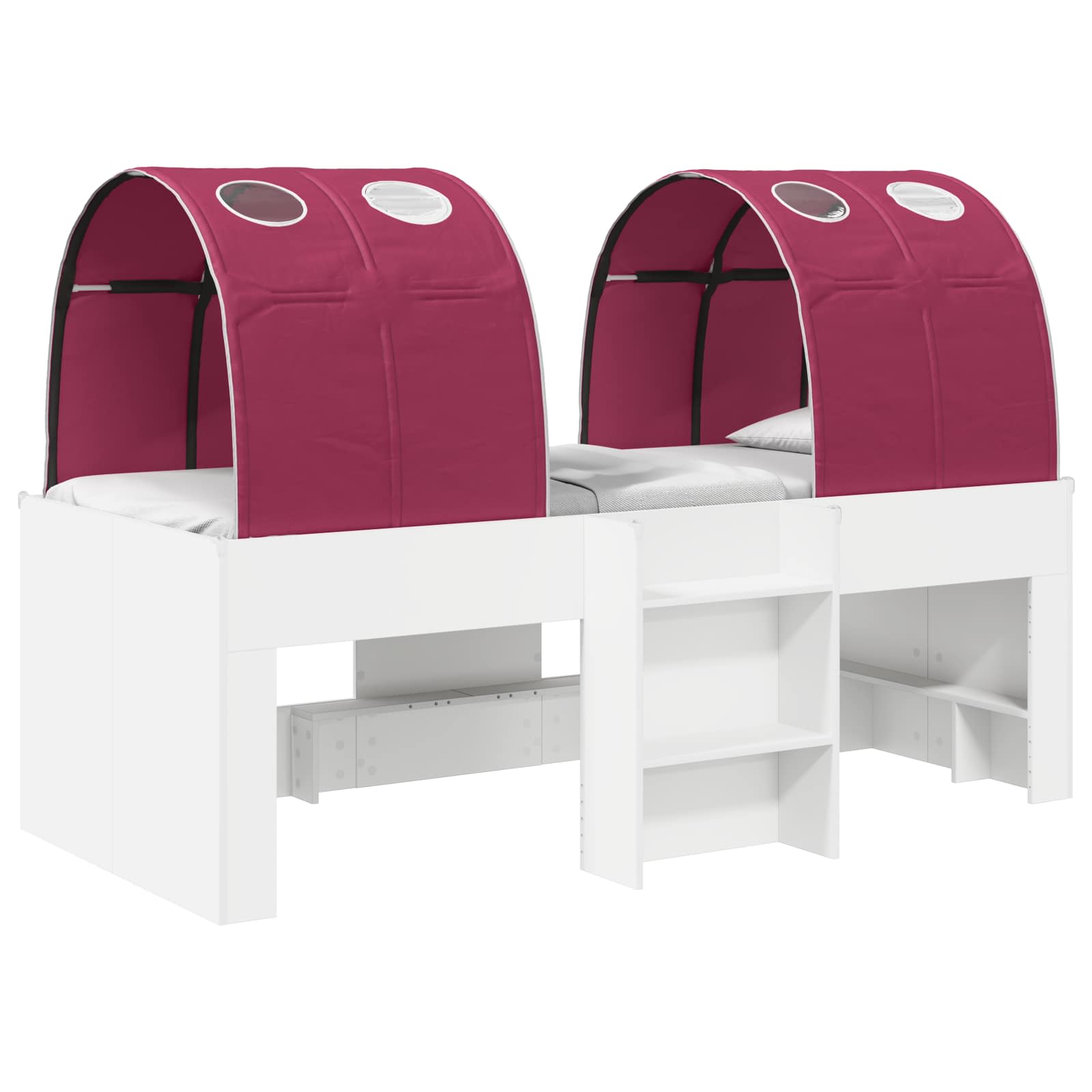 Letto Alto per Bambini con Tunnel 3 pz Bianco e Rosso | homemem39