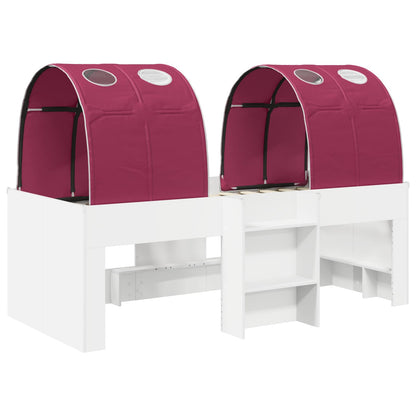 Letto Alto per Bambini con Tunnel 3 pz Bianco e Rosso | homemem39