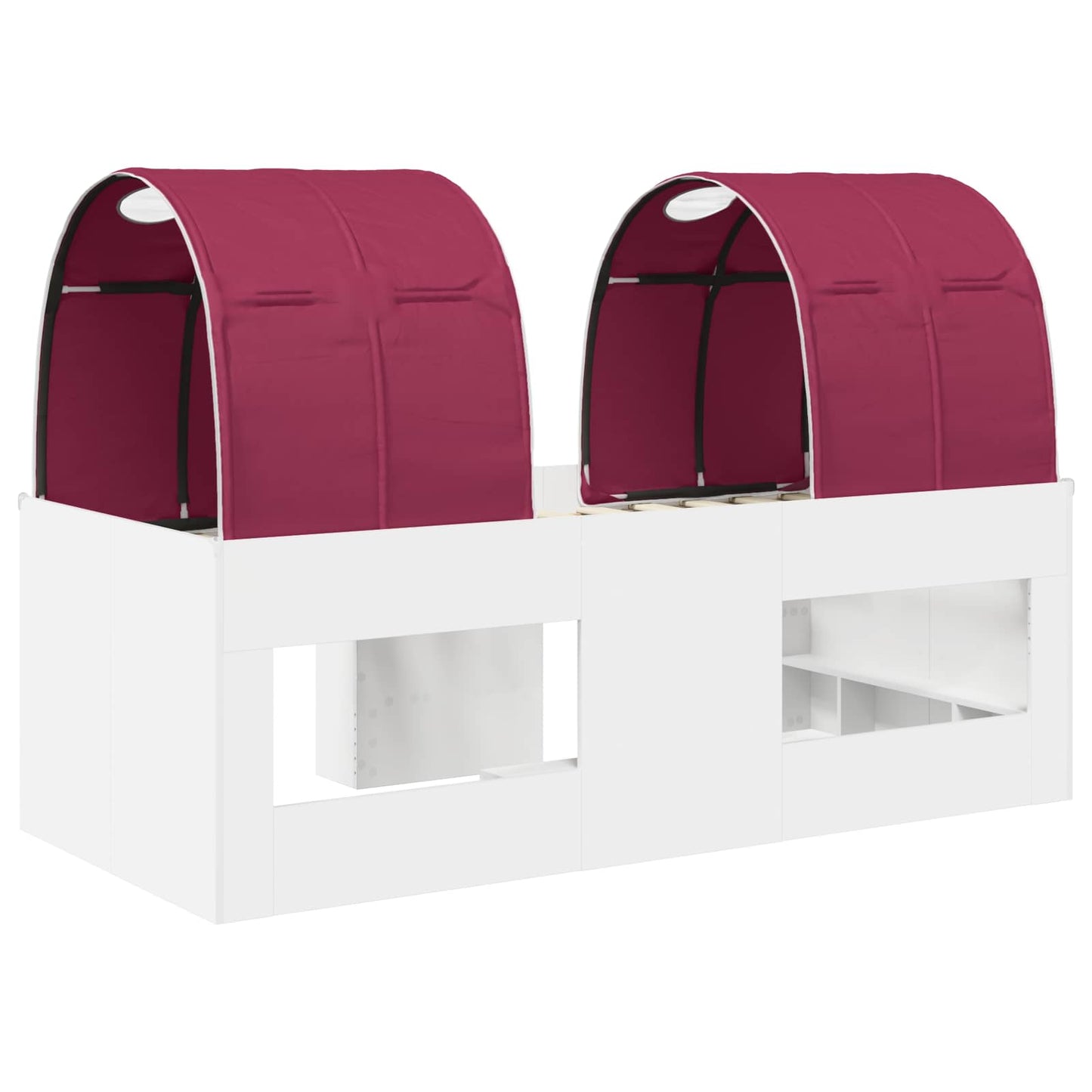 Letto Alto per Bambini con Tunnel 3 pz Bianco e Rosso | homemem39