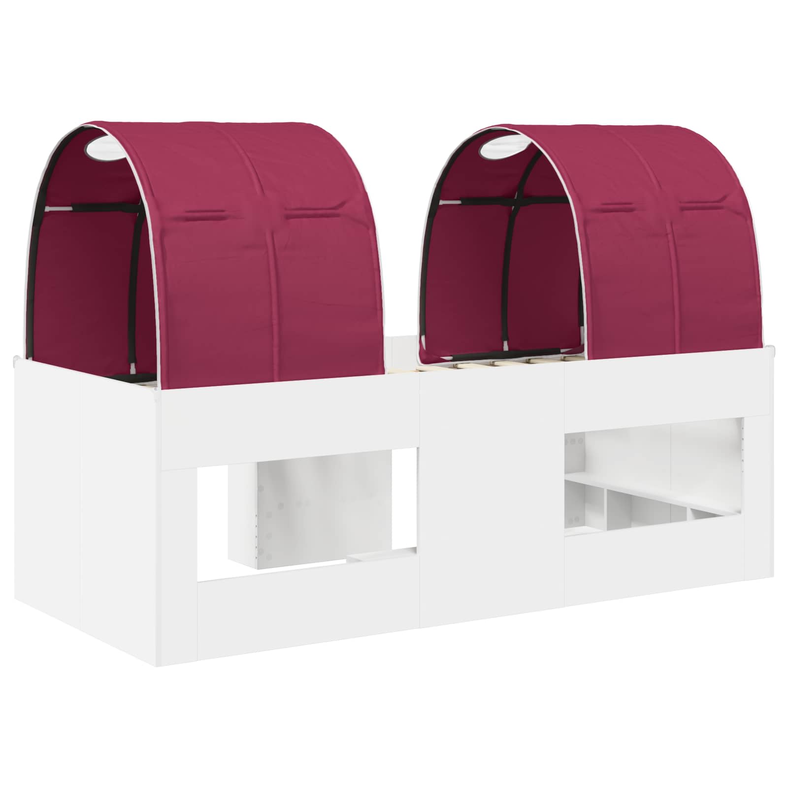 Letto Alto per Bambini con Tunnel 3 pz Bianco e Rosso | homemem39