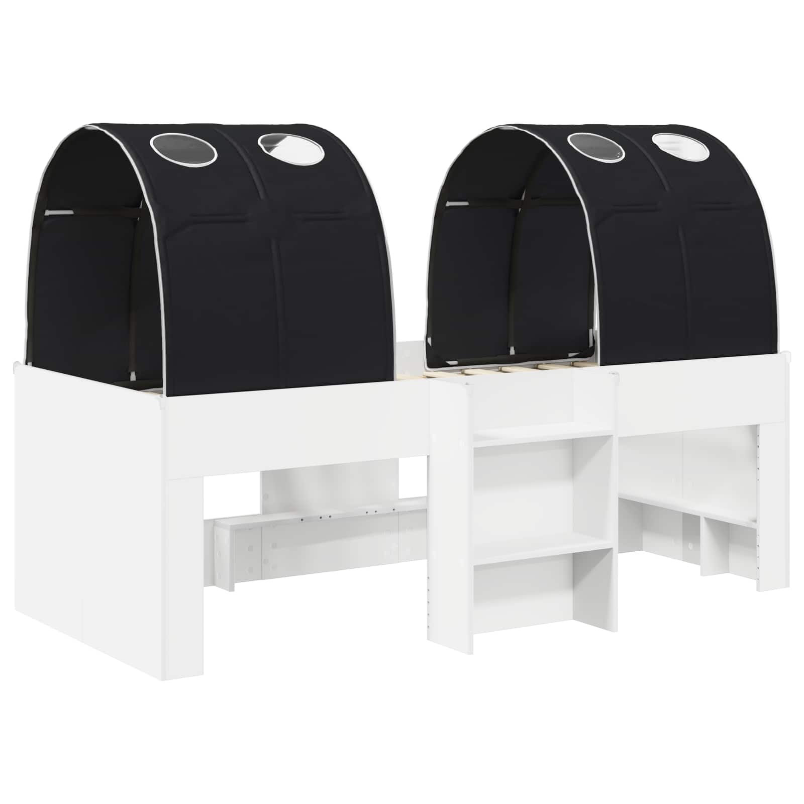 Letto Alto per Bambini con Tunnel 3 pz Bianco e Nero | homemem39