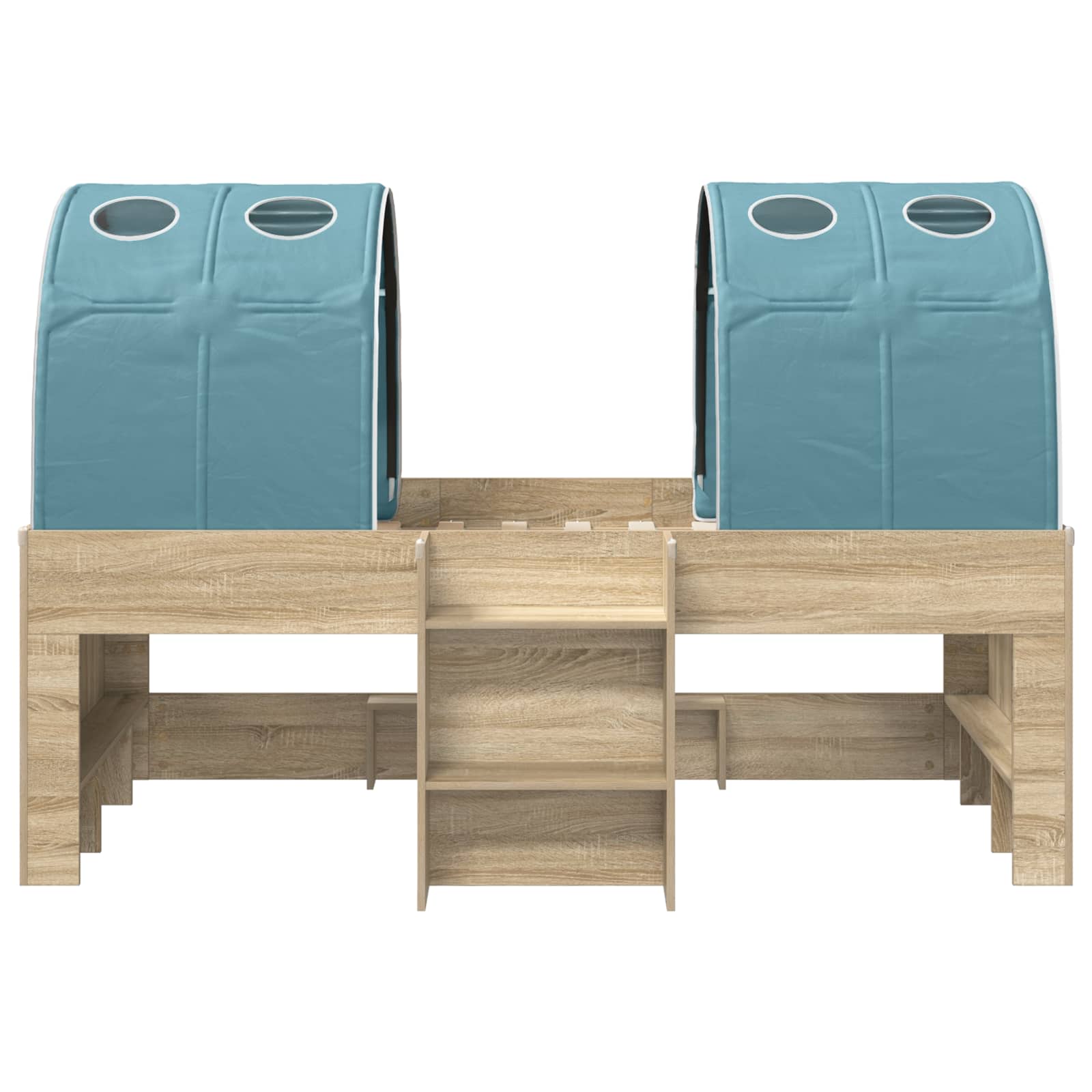 Letto Alto per Bambini con Tunnel 3 pz Rovere Sonoma e Azzurro | homemem39
