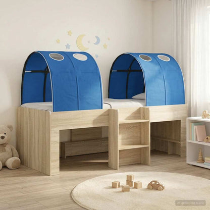 Letto Alto per Bambini con Tunnel 3 pz Rovere Sonoma e Blu | homemem39