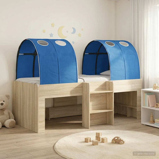 Letto Alto per Bambini con Tunnel 3 pz Rovere Sonoma e Blu | homemem39