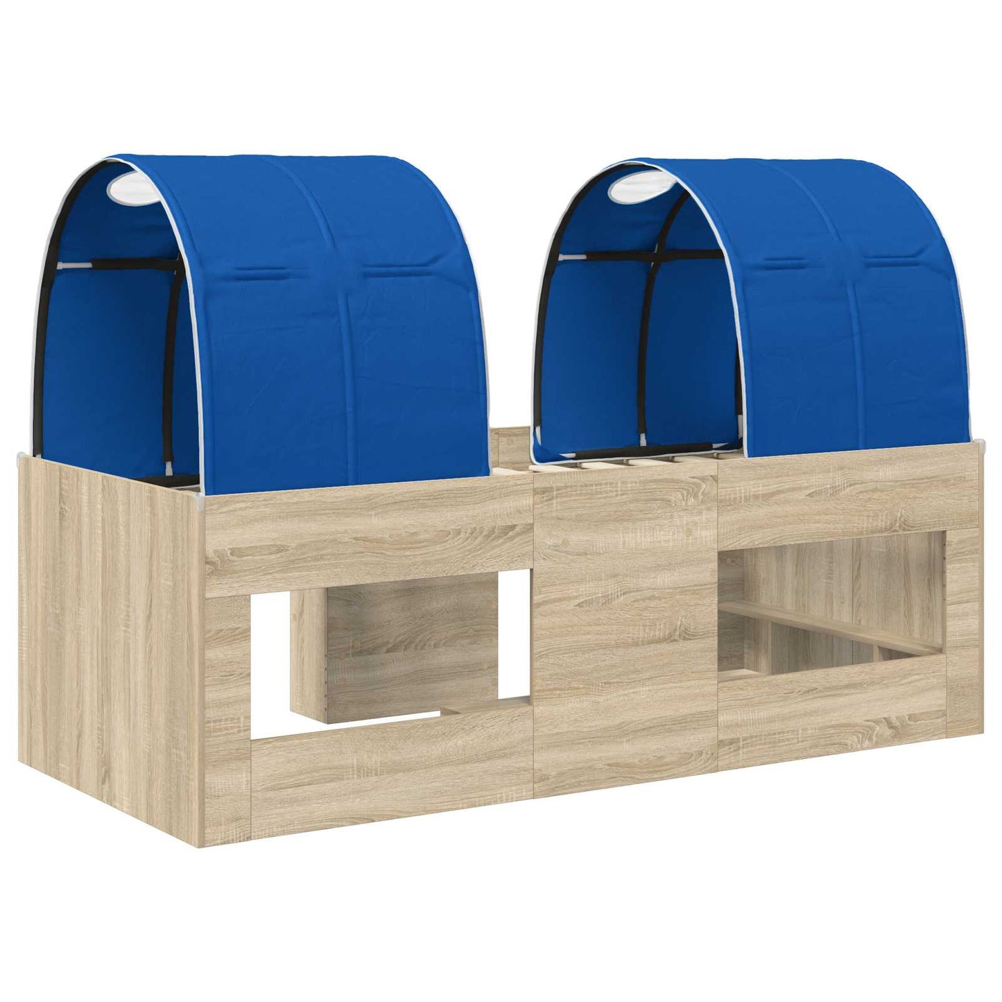 Letto Alto per Bambini con Tunnel 3 pz Rovere Sonoma e Blu | homemem39