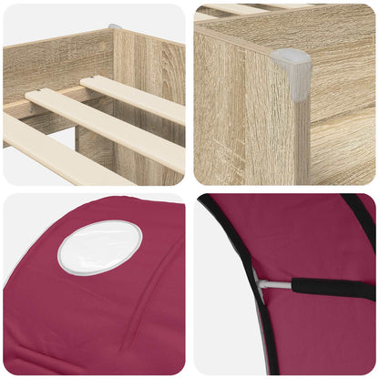 Letto Alto per Bambini con Tunnel 3 pz Rovere Sonoma e Rosso | homemem39