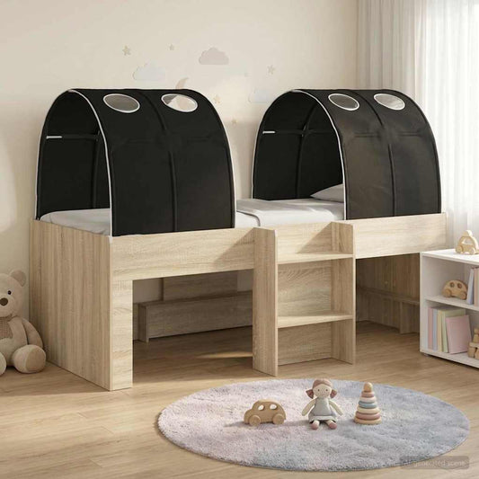 Letto Alto per Bambini con Tunnel 3 pz Rovere Sonoma e Nero | homemem39