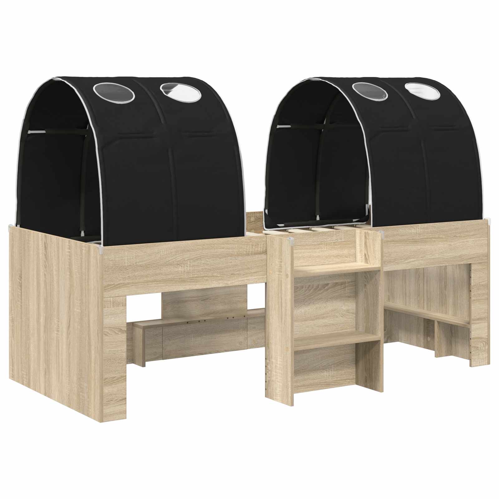 Letto Alto per Bambini con Tunnel 3 pz Rovere Sonoma e Nero | homemem39