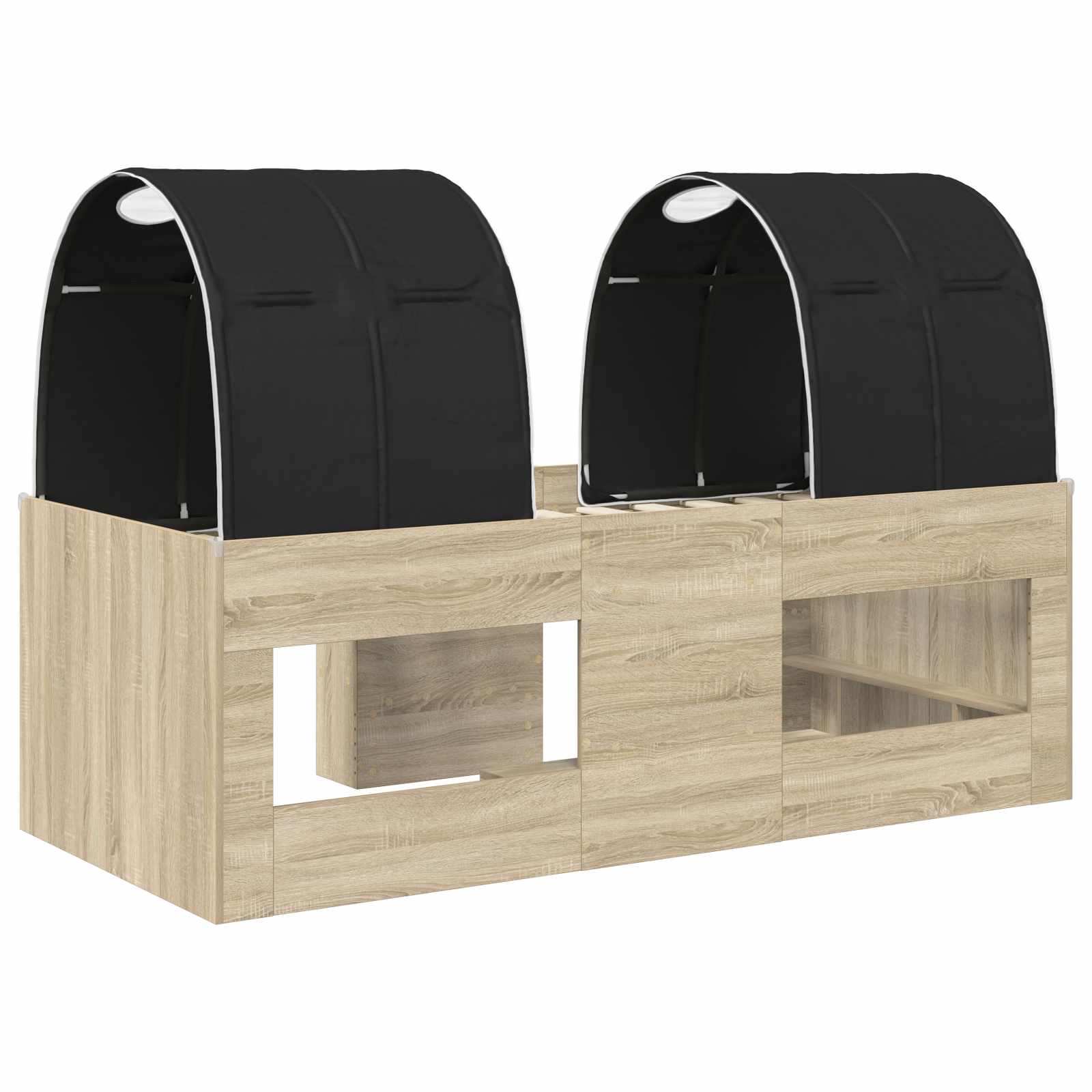Letto Alto per Bambini con Tunnel 3 pz Rovere Sonoma e Nero | homemem39