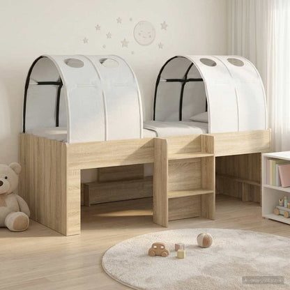 Letto Alto per Bambini con Tunnel 3 pz Rovere Sonoma e bianco | homemem39